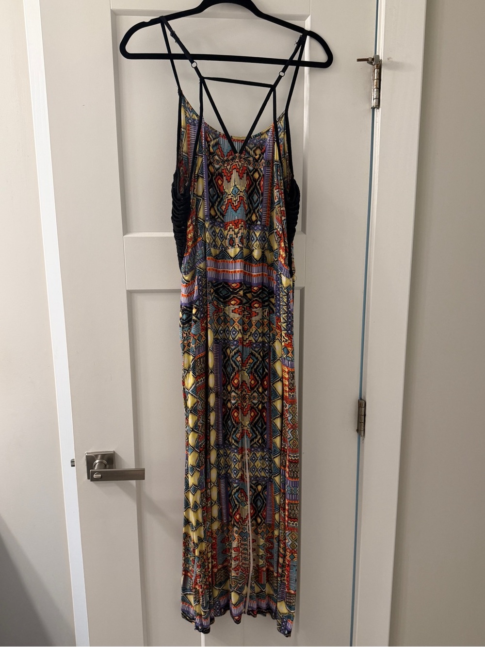 Angie Strappy Geometric Yellow Multi-Color Maxi Dress